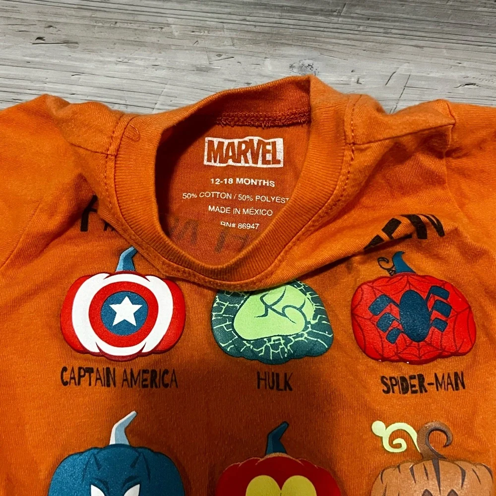 Marvel Superhero Pumpkin Kids Costume T-Shirt - Picture 2 of 4